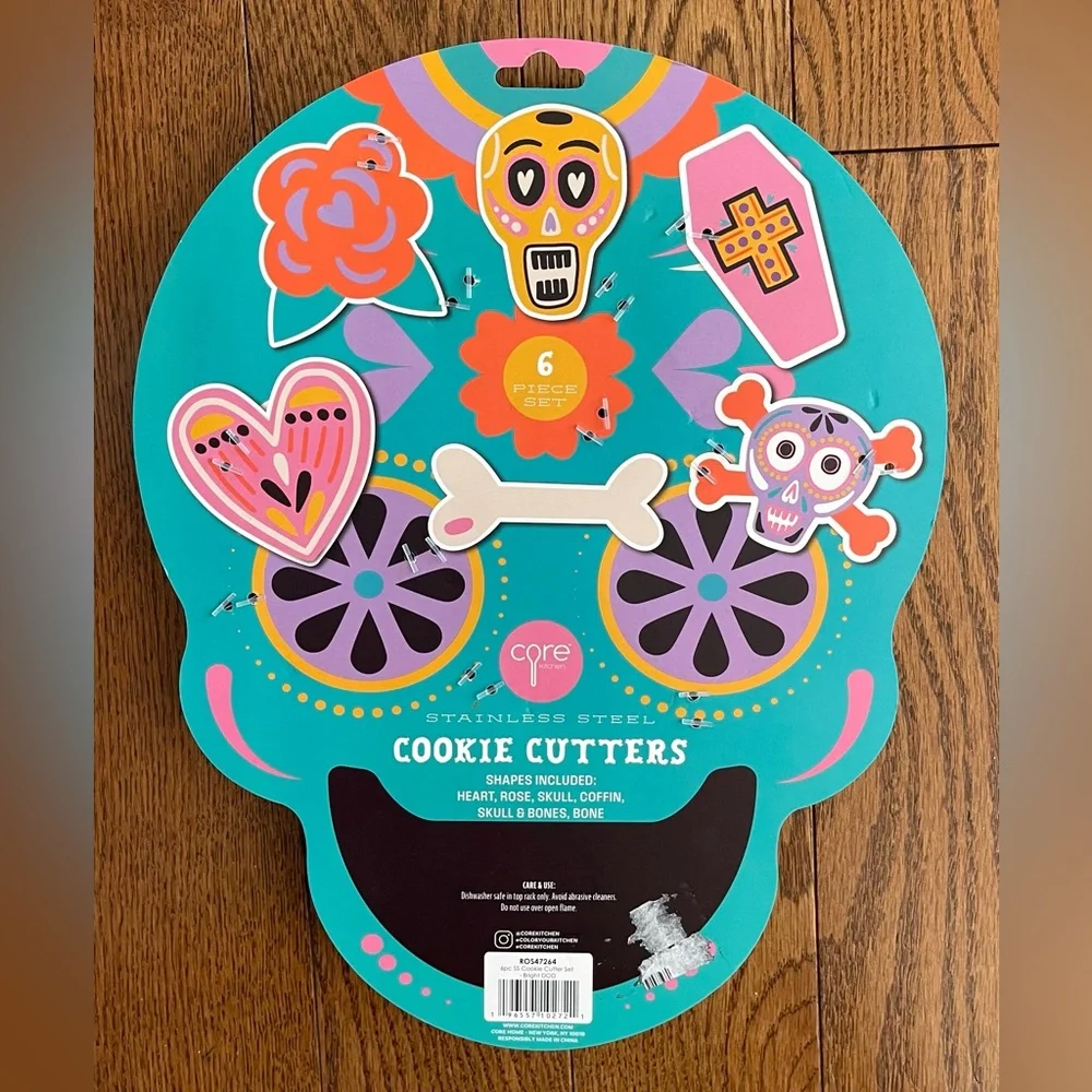 Core Kitchen Sugar Skull Day of the Dead 6 Cookie Cutter Set Stainless Steel NEW